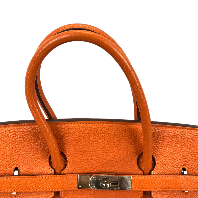 エルメス HERMES バーキン35 □N刻 オレンジ シルバー金具 トゴ レディース ハンドバッグ
