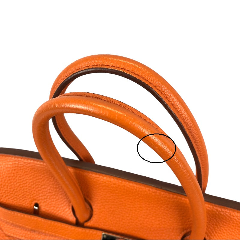 エルメス HERMES バーキン35 □N刻 オレンジ シルバー金具 トゴ レディース ハンドバッグ