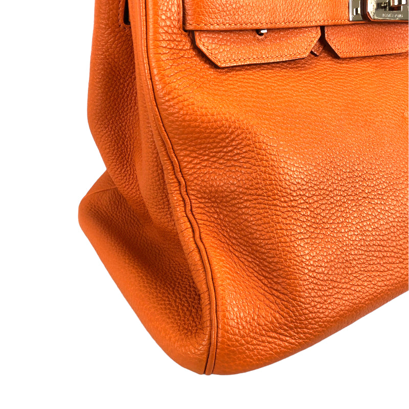 エルメス HERMES バーキン35 □N刻 オレンジ シルバー金具 トゴ レディース ハンドバッグ