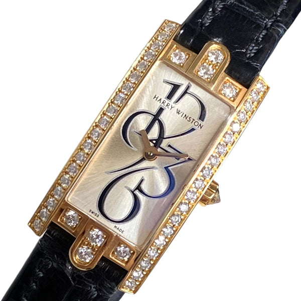 ハリーウィンストン HARRY WINSTON アヴェニューC ミニ AVCQH HM16 RR005 K18PG/レザーベルト クオーツ レディース 腕時計