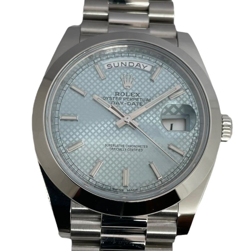 ロレックス ROLEX デイデイト40 ダイアゴナル アイスブルー ランダムシリアル 228206 アイスブルー PT950 自動巻き メンズ 腕時計