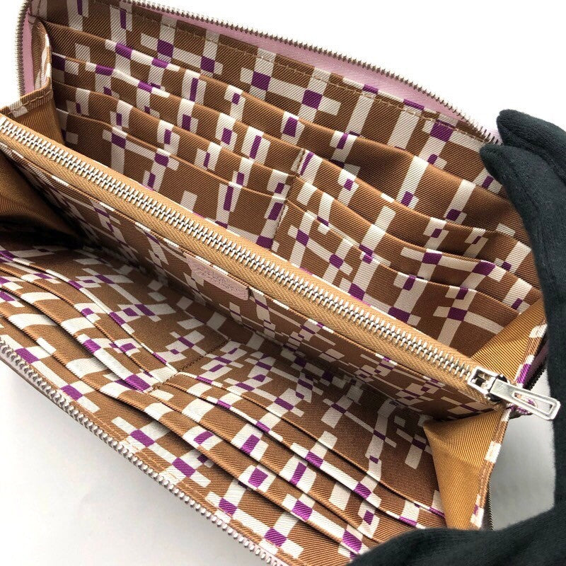 エルメス HERMES アザップロングシルクイン U刻印　(2022年製) モーヴペール/チャイ　シルバー金具 ヴォーエプソン×シルク レディース 長財布