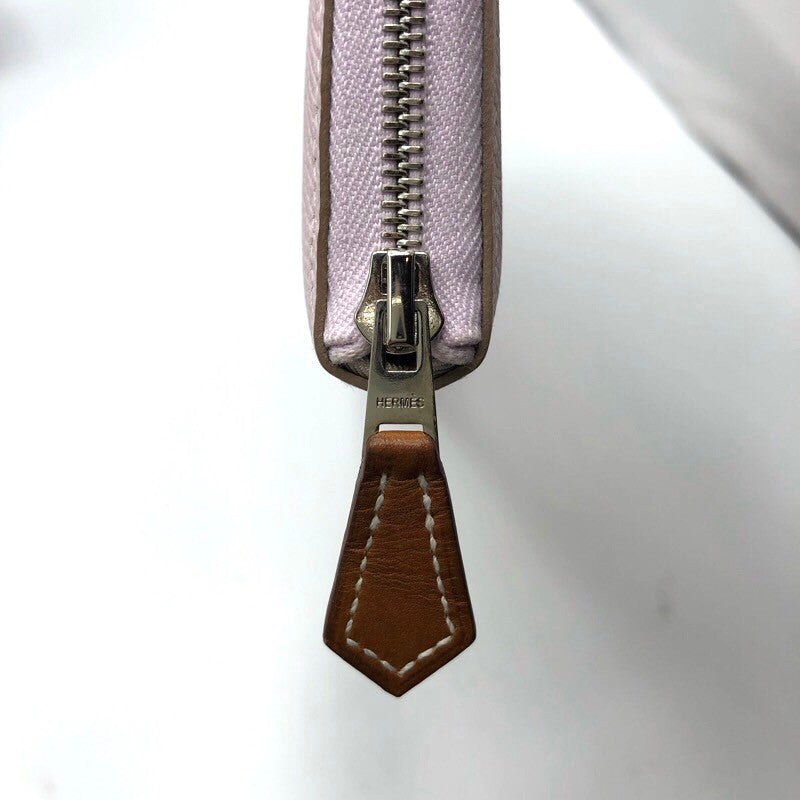 エルメス HERMES アザップロングシルクイン U刻印　(2022年製) モーヴペール/チャイ　シルバー金具 ヴォーエプソン×シルク レディース 長財布