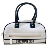 クリスチャン・ディオール Christian Dior ボーリングバッグ ホワイト/ブラック レザー レディース ハンドバッグ