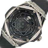 ウブロ HUBLOT ビックバン ワンクリック サンブルー スチールダイヤモンド 465.SS.1117.VR.1204.MXM17 シルバー×ブラック SS/ラバーベルト 自動巻き メンズ 腕時計