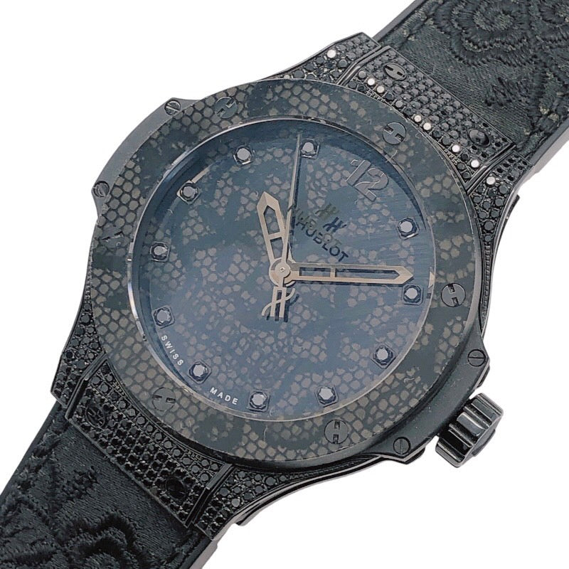 ウブロ HUBLOT ビッグバンブロイタリーオールブラックダイヤモンド 343.SV.6510.NR.0800 ブラック ステンレススチール SS/カーボン 自動巻き レディース 腕時計