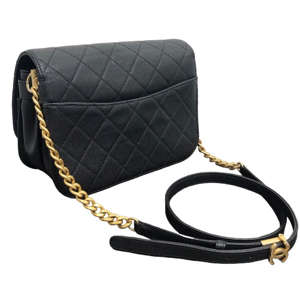 シャネル CHANEL チェーンショルダーバッグ AS2823 ブラック ゴールド金具 キャビアスキン レディース ショルダーバッグ