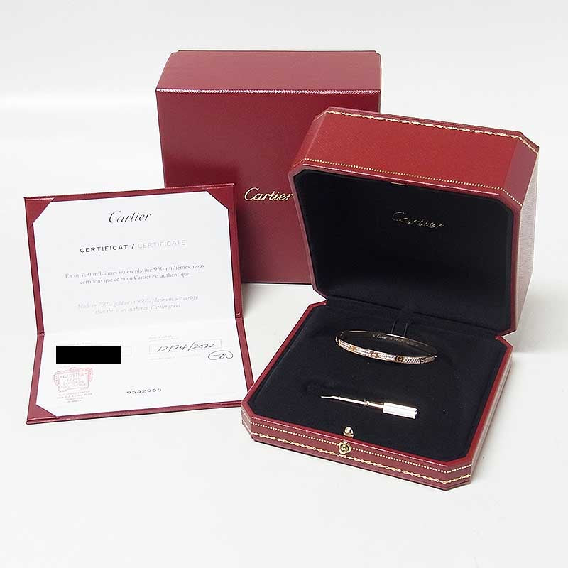 大特価 意味 カルティエ Cartier パヴェ スモールモデル ラブブレスレット 箱、保証書、付属品