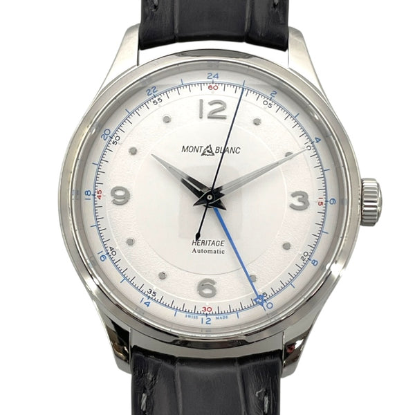 モンブラン MONT BLANC ヘリテイジGMT 119948 ホワイト SS/革ベルト 自動巻き メンズ 腕時計