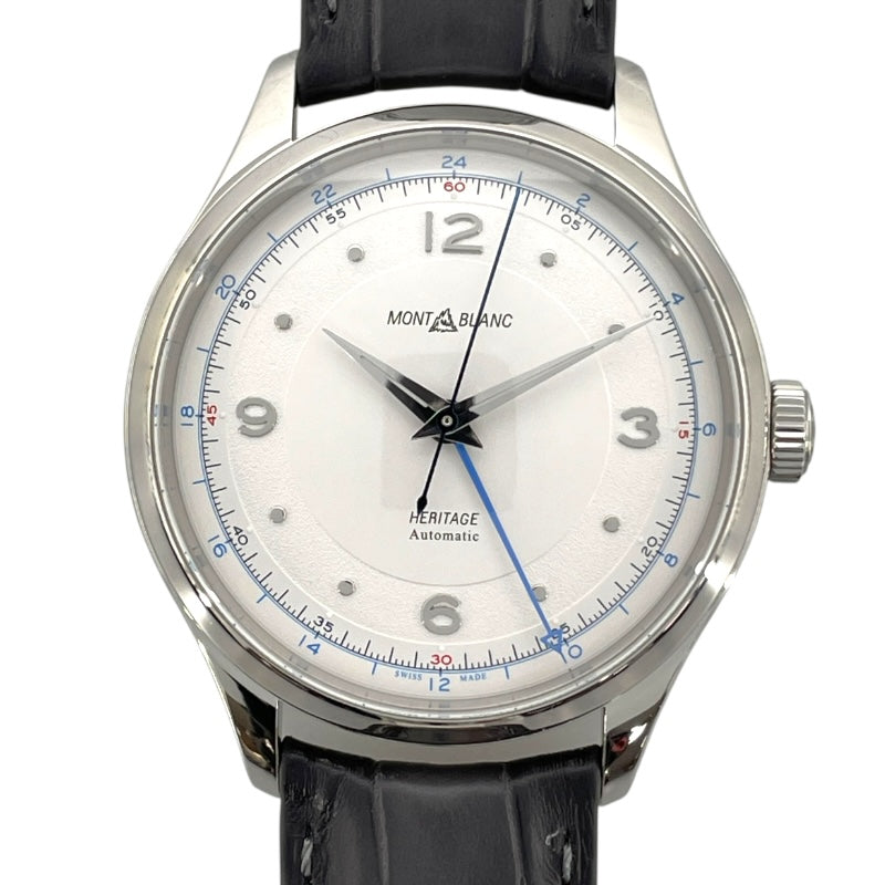 モンブラン MONT BLANC ヘリテイジGMT 119948 ホワイト SS/革ベルト 自動巻き メンズ 腕時計