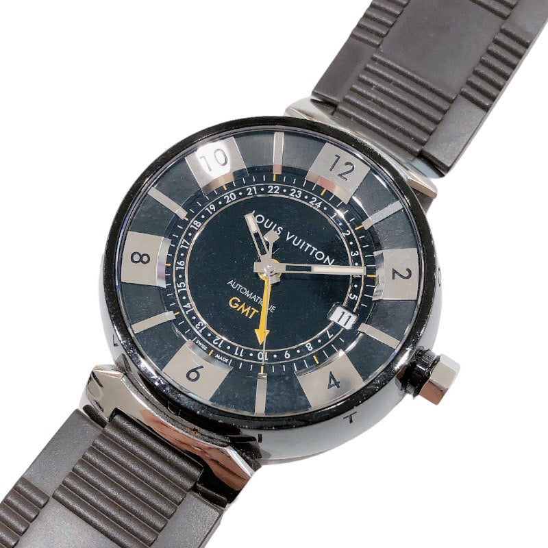 ルイ・ヴィトン LOUIS VUITTON タンブール インブラックGMT Q113K ステンレススチール SS 自動巻き メンズ 腕時計 |  中古ブランドリユースショップ OKURA(おお蔵)