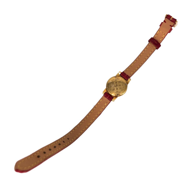 ルイ・ヴィトン LOUIS VUITTON タンブール ビジュ ホワイトシェル Q151L ホワイトシェル文字盤 K18イエローゴールド/アリゲーターレザー クオーツ レディース 腕時計