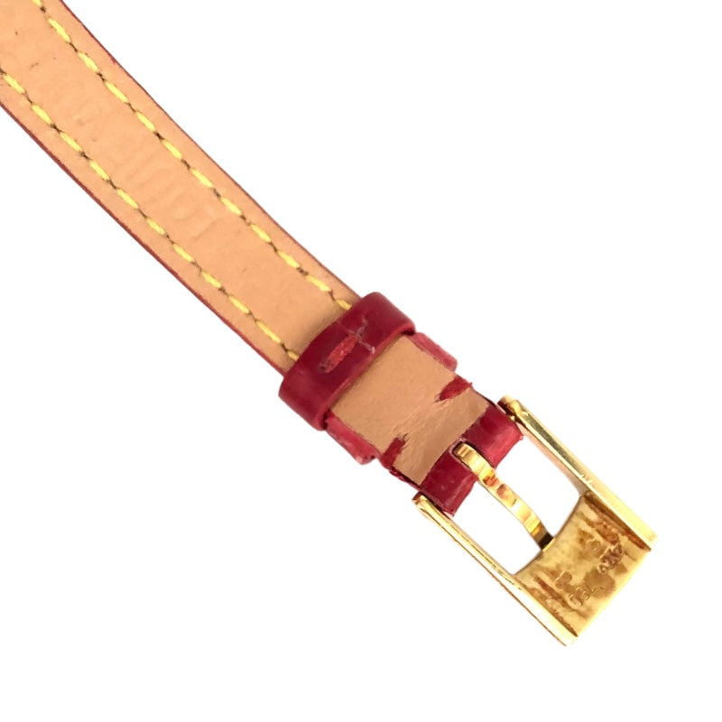 ルイ・ヴィトン LOUIS VUITTON タンブール ビジュ ホワイトシェル Q151L ホワイトシェル文字盤 K18イエローゴールド/アリゲーターレザー クオーツ レディース 腕時計