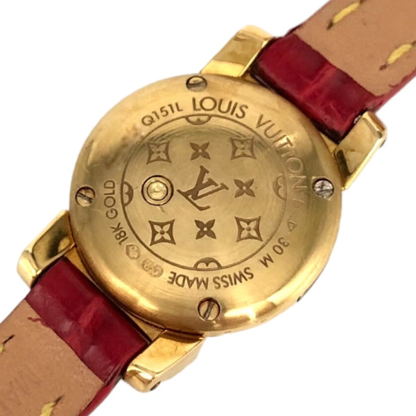 ルイ・ヴィトン LOUIS VUITTON タンブール ビジュ ホワイトシェル Q151L ホワイトシェル文字盤 K18イエローゴールド/アリゲーターレザー クオーツ レディース 腕時計