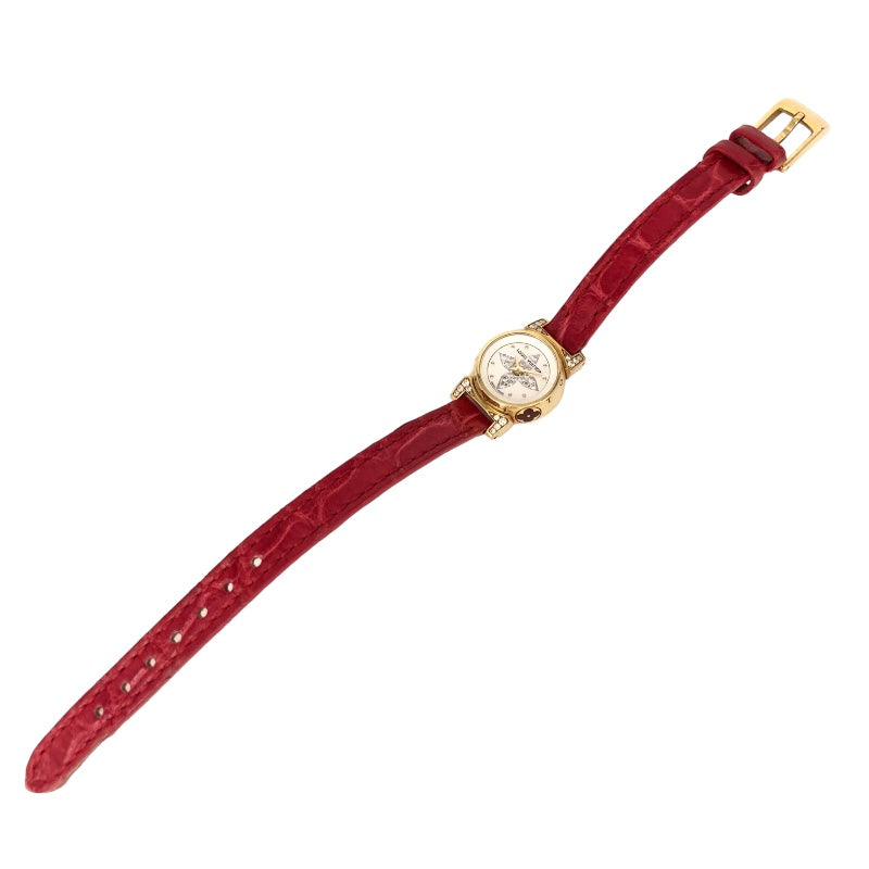 ルイ・ヴィトン LOUIS VUITTON タンブール ビジュ ホワイトシェル Q151L ホワイトシェル文字盤 K18イエローゴールド/アリゲーターレザー クオーツ レディース 腕時計