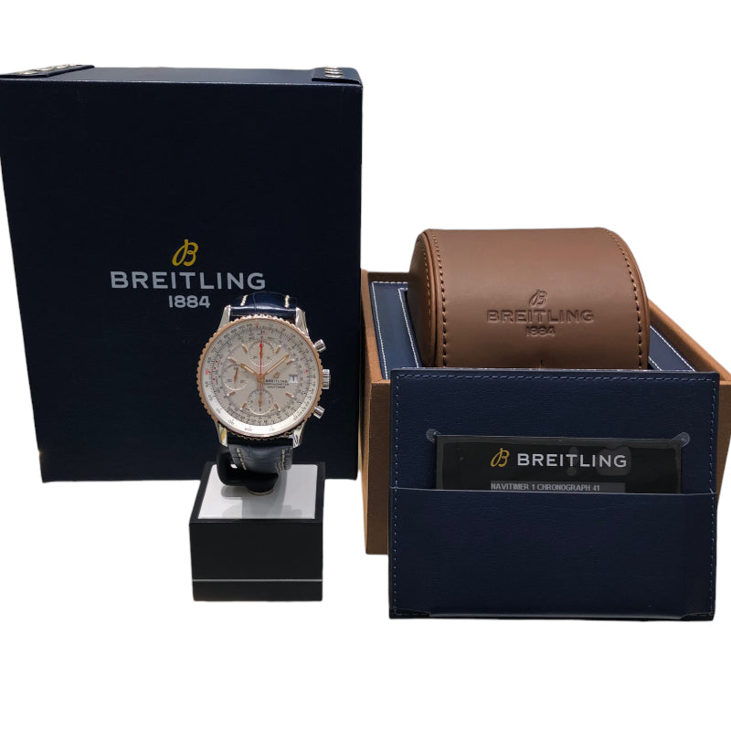 ブライトリング BREITLING ナビタイマー1 クロノグラフ 41 U13324(U13324211G1P1) ホワイト K18PG/SS/革ベルト 自動巻き メンズ 腕時計