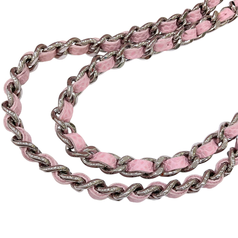 シャネル CHANEL ココマーク チェーンウォレット A48654 16番台 ピンク シルバー金具 キャビアスキン レディース ショルダーバッグ