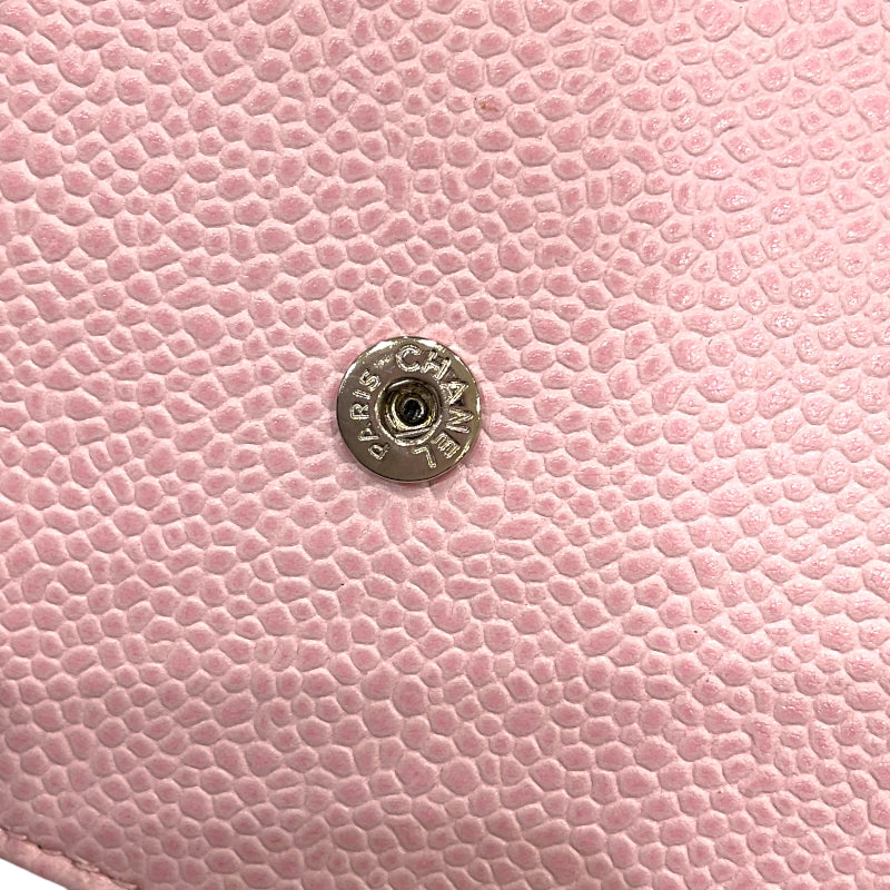 シャネル CHANEL ココマーク チェーンウォレット A48654 16番台 ピンク シルバー金具 キャビアスキン レディース ショルダーバッグ