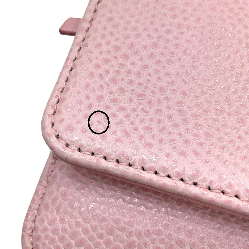 シャネル CHANEL ココマーク チェーンウォレット A48654 16番台 ピンク シルバー金具 キャビアスキン レディース ショルダーバッグ