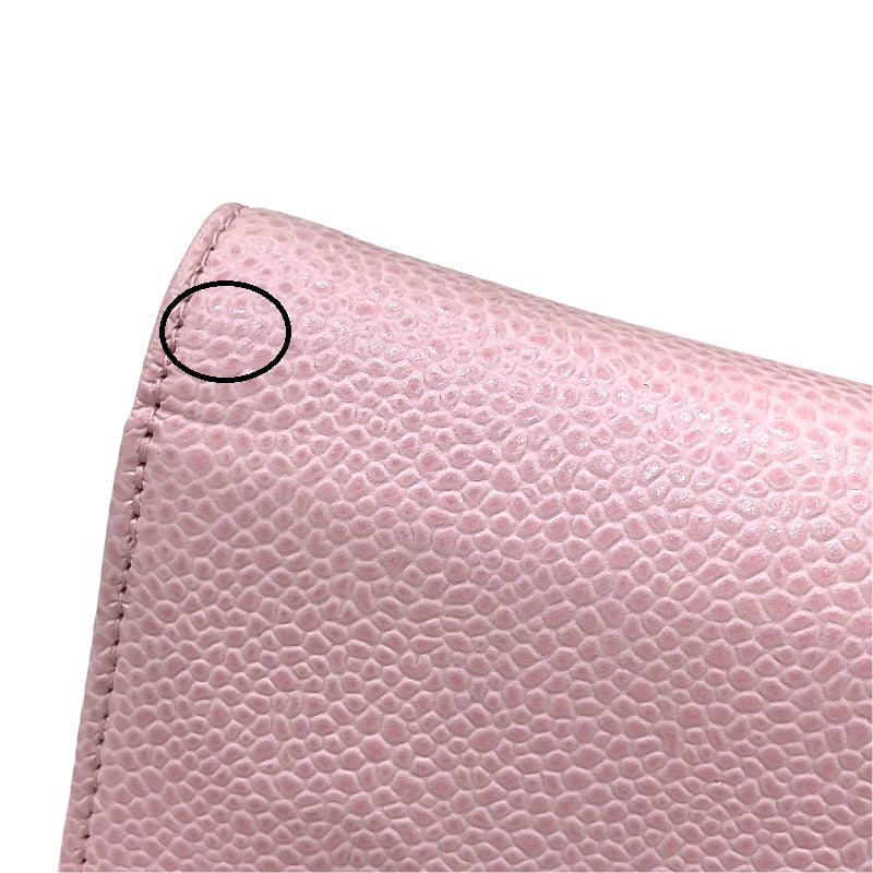 シャネル CHANEL ココマーク チェーンウォレット A48654 16番台 ピンク シルバー金具 キャビアスキン レディース ショルダーバッグ