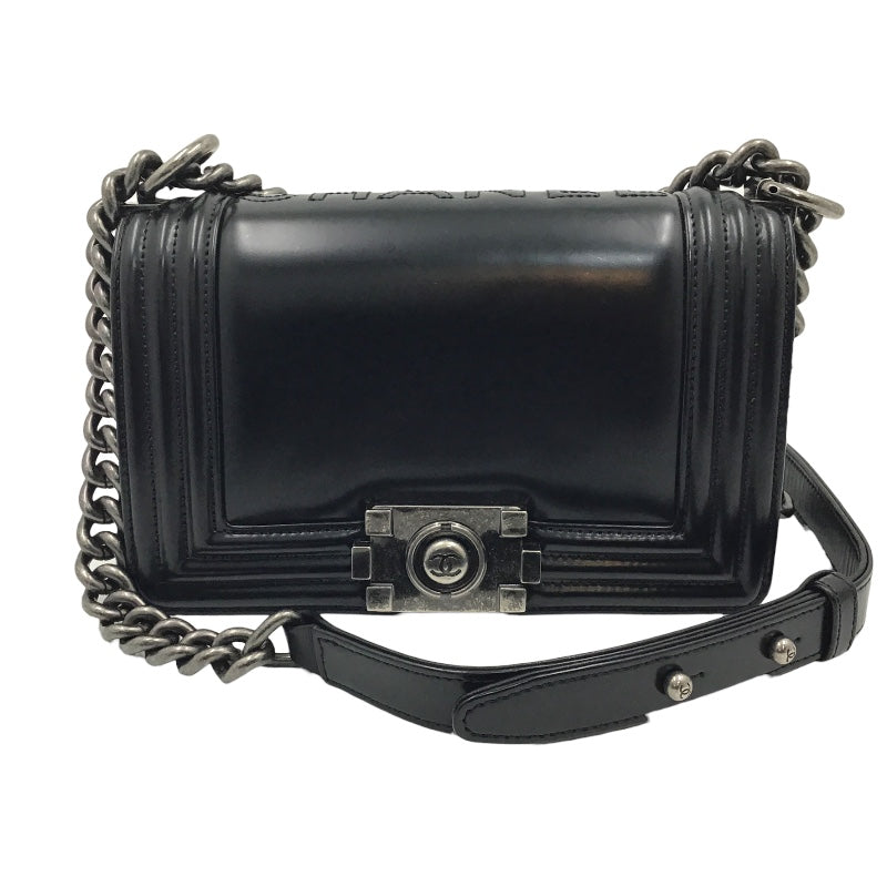 シャネル CHANEL ボーイシャネル20 21番台 ブラック シルバー金具 カーフ カーフ レディース ショルダーバッグ