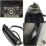 シャネル CHANEL ボーイシャネル20 21番台 ブラック シルバー金具 カーフ カーフ レディース ショルダーバッグ