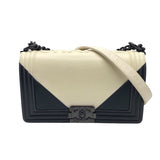 シャネル CHANEL ボーイシャネル25 ブラック/ホワイト カーフ レディース ショルダーバッグ