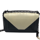 シャネル CHANEL ボーイシャネル25 ブラック/ホワイト カーフ レディース ショルダーバッグ