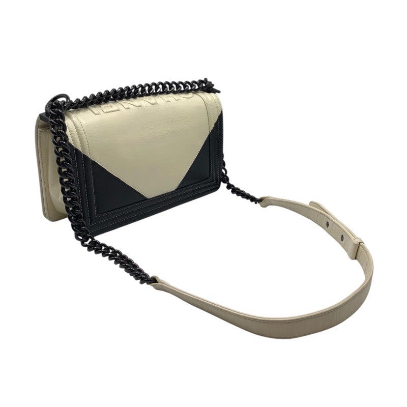 シャネル CHANEL ボーイシャネル25 ブラック/ホワイト カーフ レディース ショルダーバッグ