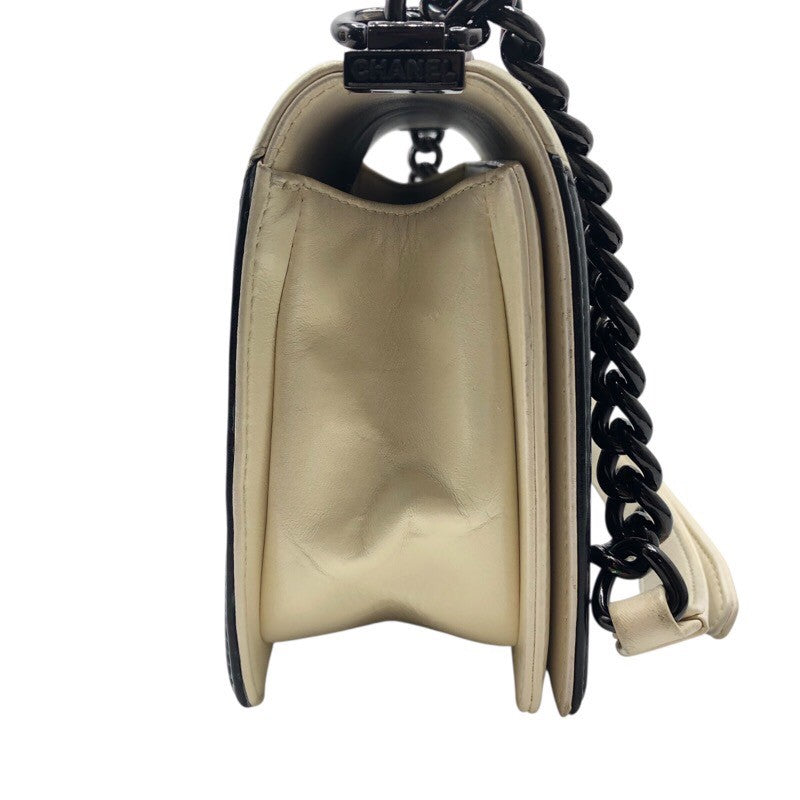 シャネル CHANEL ボーイシャネル25 ブラック/ホワイト カーフ レディース ショルダーバッグ