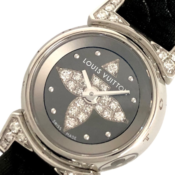 ルイ・ヴィトン LOUIS VUITTON タンブール ビジュ Q151K グレー文字盤 ステンレス レディース 腕時計