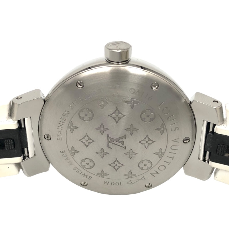ルイ・ヴィトン LOUIS VUITTON タンブール MM モノグラム ホワイト QA116 白文字盤 ステンレス レディース 腕時計