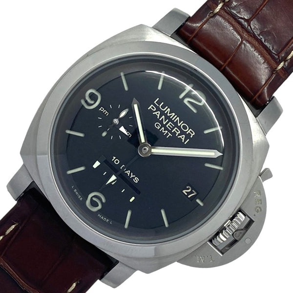 パネライ PANERAI ルミノール1950 10デイズGMT PAM00270 ブラック  SS/革ベルト 自動巻き メンズ 腕時計