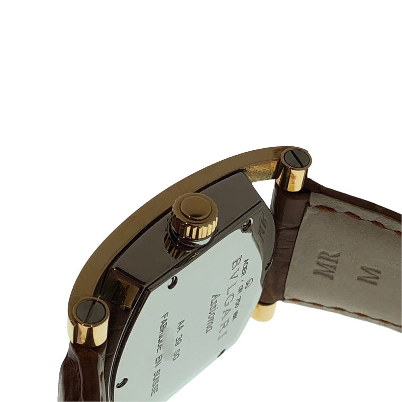 ブルガリ BVLGARI アショーマ39 ボーイズ　 AA39SG ホワイト K18YG/SS/純正革ベルト クオーツ ボーイズ 腕時計