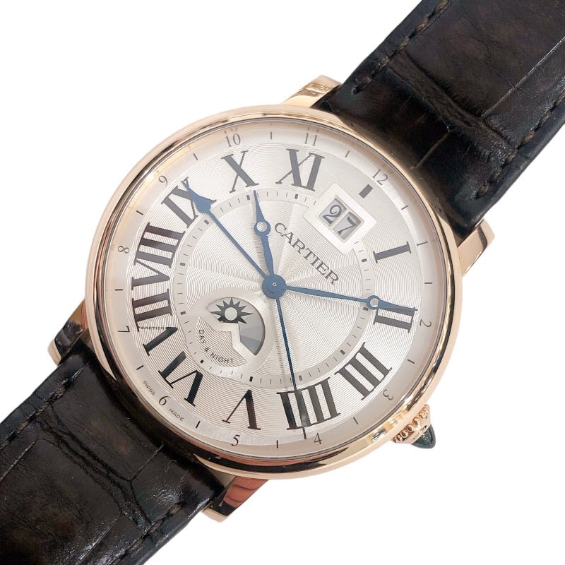 カルティエ Cartier ロトンドドゥカルティエ　 W1556220 シルバー  K18PG/レザー 自動巻き メンズ 腕時計