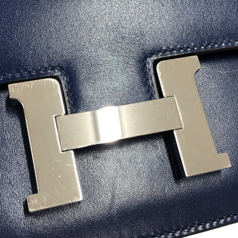 エルメス HERMES コンスタンス3 ミニ U刻 ブルーサーフィル シルバー金具 ボックスカーフ レディース ショルダーバッグ