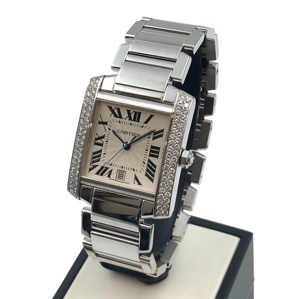 カルティエ Cartier タンク フランセーズ LM WE1003S3 シルバー K18ホワイトゴールド、ダイヤモンド 自動巻き メンズ 腕時計