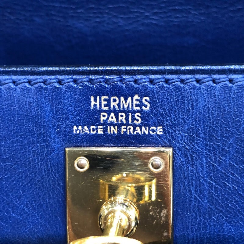 エルメス HERMES ミニケリー ブルーサフィール ボックスカーフ/〇W刻/GD金具 レディース ショルダーバッグ