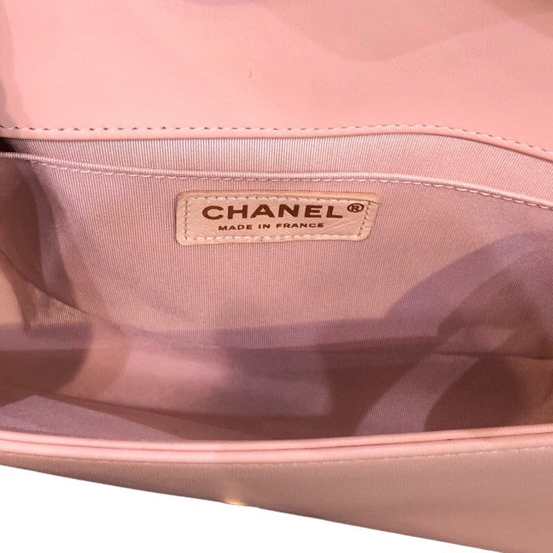 シャネル CHANEL ボーイシャネル25 ピンク×GD金具 カーフスキン/コットン レディース ショルダーバッグ