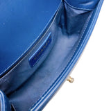 シャネル CHANEL ボーイシャネル20　トップハンドル ブルー/GD金具 カーフ レディース ハンドバッグ