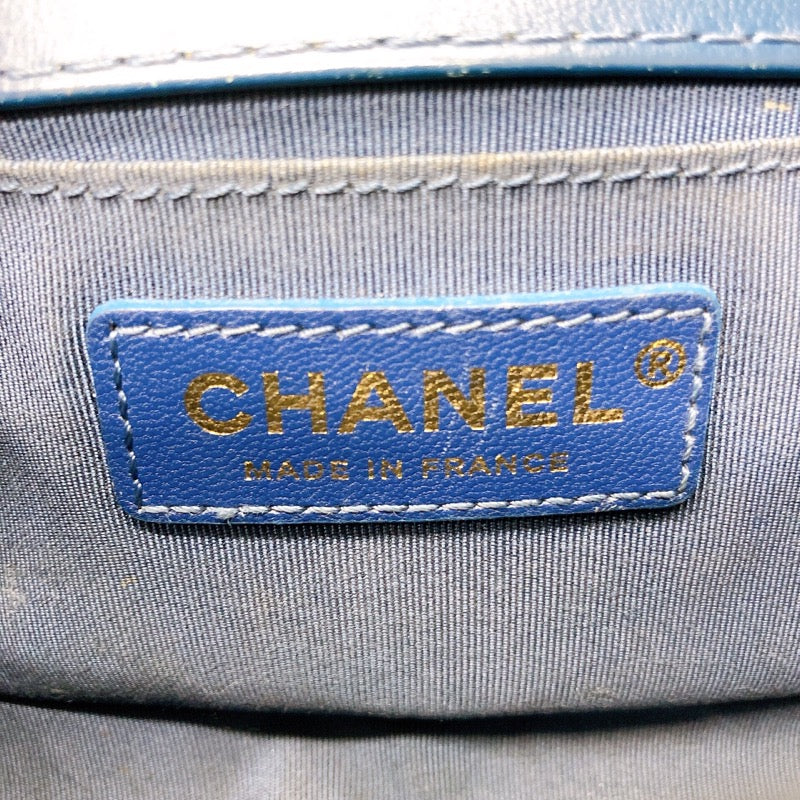 シャネル CHANEL ボーイシャネル20　トップハンドル ブルー/GD金具 カーフ レディース ハンドバッグ