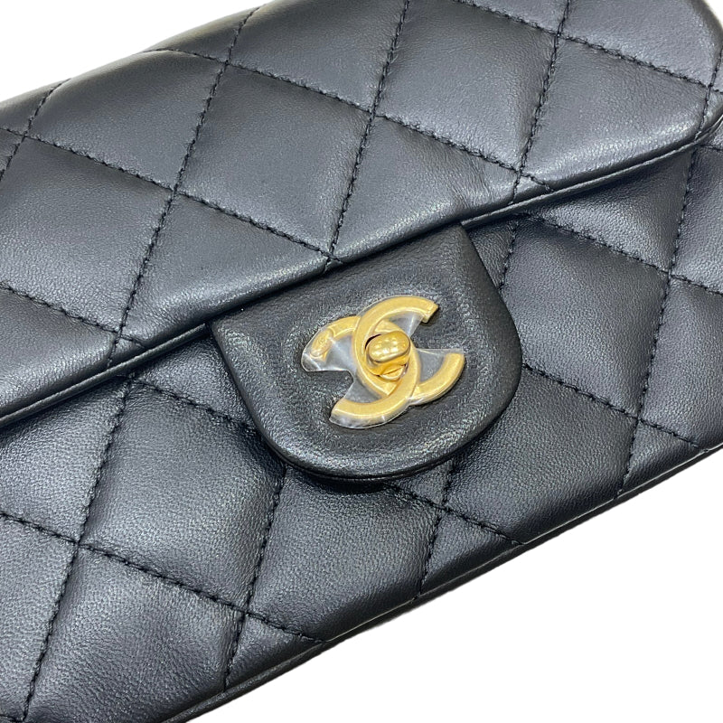 シャネル CHANEL マトラッセ ミニフラップバッグ AS3456 ブラック ゴールド金具 ラムスキン レディース チェーンショルダーバッグ