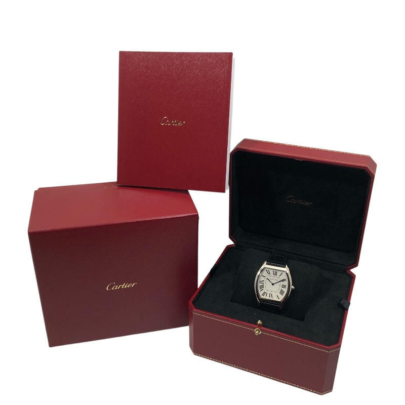 カルティエ Cartier トーチュLM WGTO0003 ホワイト  K18WG/レザーストラップ 手巻き メンズ 腕時計