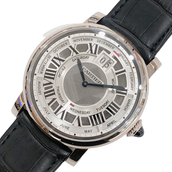 カルティエ Cartier ロトンド ドゥ カルティエ アニュアルカレンダー W15800002 シルバー K18WG/純正バックル 手巻き メンズ 腕時計