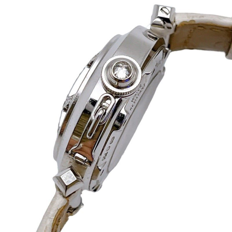 カルティエ Cartier パシャ32 グリッドダイヤ WJ101456 ホワイト  K18WG/レザーストラップ 自動巻き レディース 腕時計