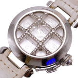カルティエ Cartier パシャ32 グリッドダイヤ WJ101456 ホワイト  K18WG/レザーストラップ 自動巻き レディース 腕時計