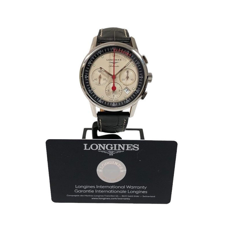 ロンジン LONGINES ヘリテージ コラムホイール クロノグラフ レコード L4.754.4.72.4 アイボリー文字盤 ステンレススチール ステンレス×アリゲーターベルト メンズ 腕時計