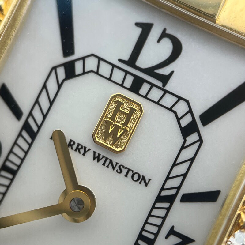 ハリーウィンストン HARRY WINSTON アヴェニュー　ホワイトシェル 310LQG K18イエローゴールド レディース 腕時計