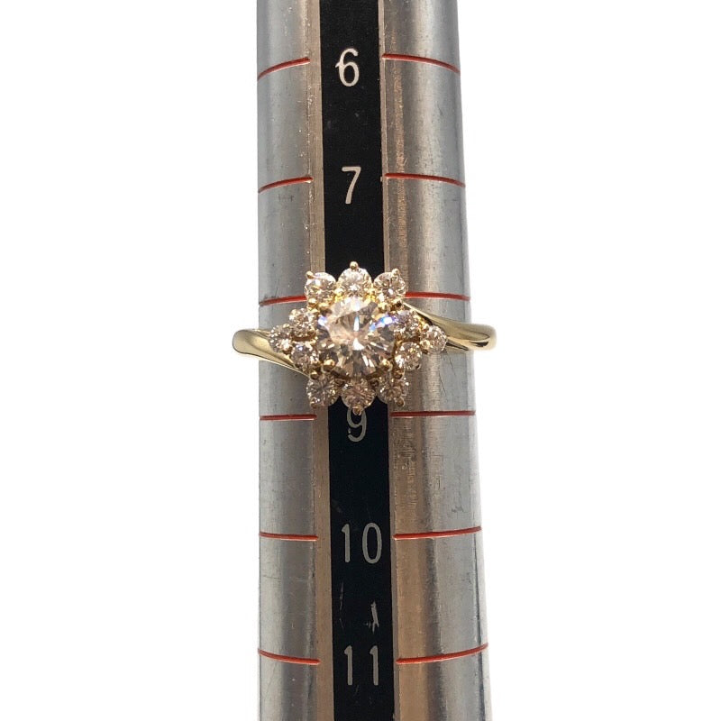 ミキモト MIKIMOTO K18 フラワーモチーフ ダイヤリング #8 K18ゴールド ジュエリー