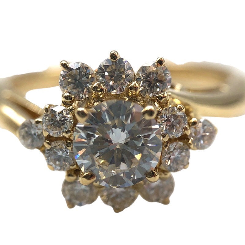ミキモト MIKIMOTO K18 フラワーモチーフ ダイヤリング #8 K18ゴールド ジュエリー